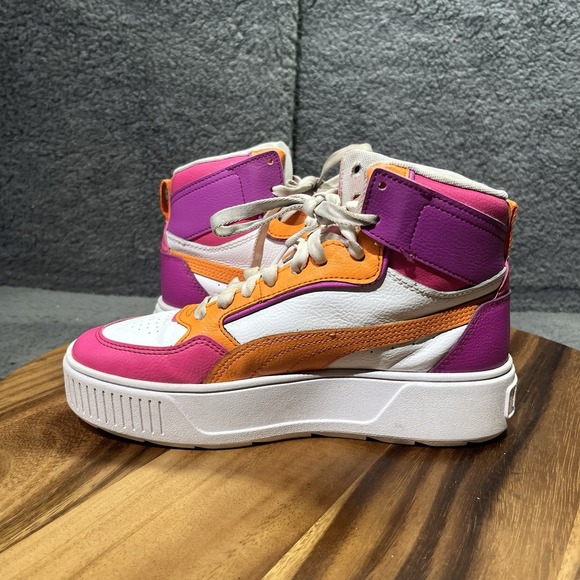 Puma Karmen Rebelle Mid Lace Up Youth‎ Girls White Sneakers Size 5.5 38872903 - Picture 9 of 12